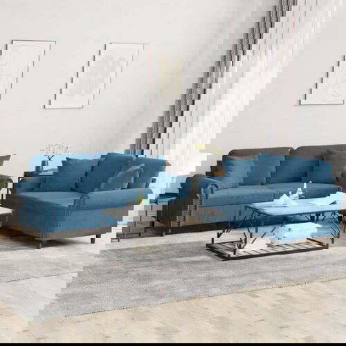 VidaXL 2-dijelni set sofa s jastucima plavi bar&amp;scaron;unasti Slike