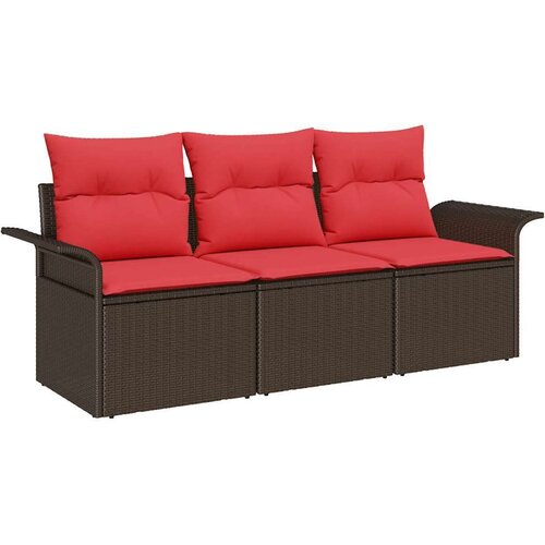  Set sofe s jastukom 3 pcs Smeđa i crvena poliratan Slike