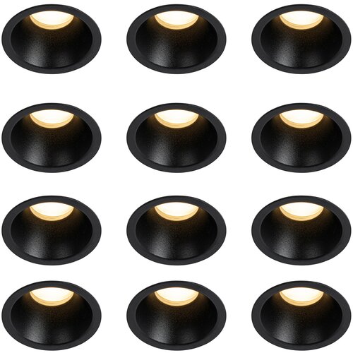  Set van 12 moderne inbouwspots zwart GU10 35mm IP44 - Dept Cene