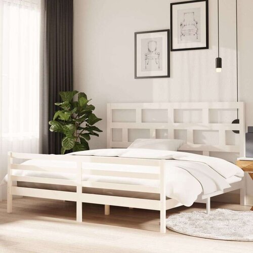  Okvir Za krevet od masivne borovine bijeli 200 x 200 cm Cene