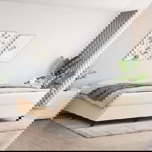  Box spring posteljni okvir krem 160x200 cm blago, (20795081) Slike