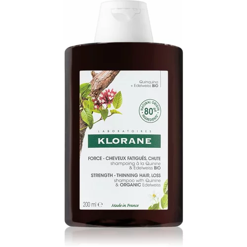 Klorane organic quinine & edelweiss strength - thinning hair, loss šampon proti izpadanju las 200 ml za ženske