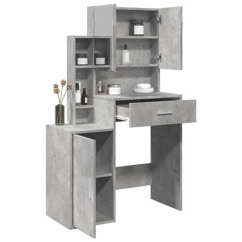  The Living Store Toaletna mizica z omarico betonsko siva 80x35x132 cm - Toaletna Mizica, (21496051) Slike