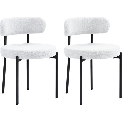 HOMCOM Jedilni stoli, poliester, jeklo 51D x 51&Scaron; x 76V cm, krem bel, (5000242688) Cene