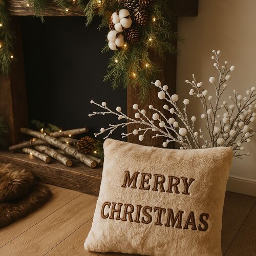 Aberto Design Ukrasni jastuk Merry Christmas, 43 x 43 cm, Bež Cene