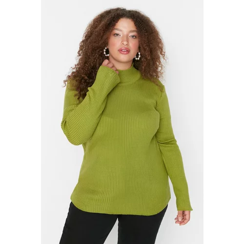 Trendyol Curve Green Half Turtleneck Thin Knitwear Sweater