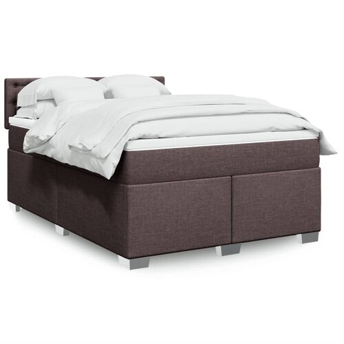 VidaXL Box spring postelja z vzmetnico temno rjava 160x200 cm blago Slike