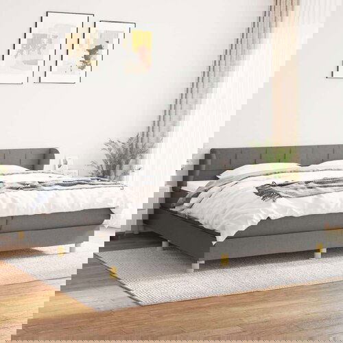  Box spring postelja z vzmetnico temno siva 200x200 cm blago, (20791349) Slike