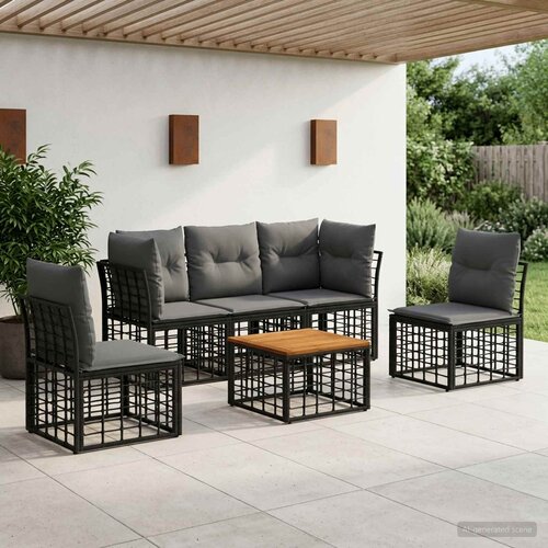  Set vanjskih sofa 6 pcs Crna i tamno siva Poliester Cene