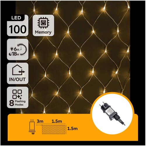 Aigostar LED spoljašnji božićni lanac 100xLED/8 funkcija 4,5x1,5m IP44 topla bela Cene