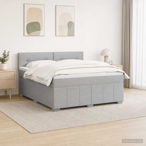  Boxspring krevet s madracem Svjetlosiva 180 x 200 cm Tkanina Cene