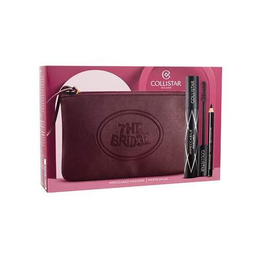 Collistar Impeccabile Gift Set nijansa Ultra Black darovni set maskara Impeccable 14 ml + olovka za oči Kajal Pencil 0,8 g Black + kozmetička torbica The Bridge Slike