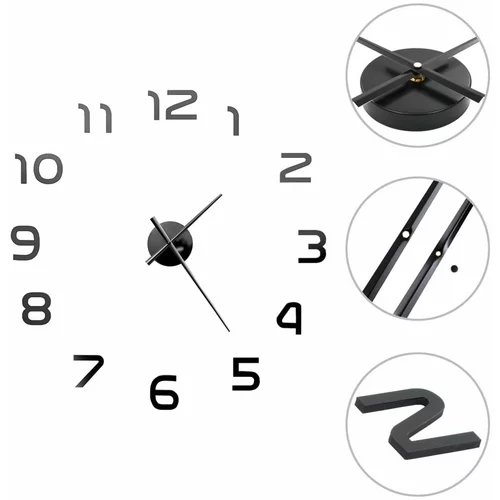  3D zidni sat moderni dizajn 100 cm XXL crni