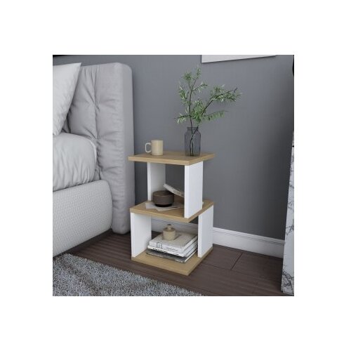 Hanah home Carter Noćni ormarić, 29,6x29,6x49,4 cm, Hrast-bijela Slike