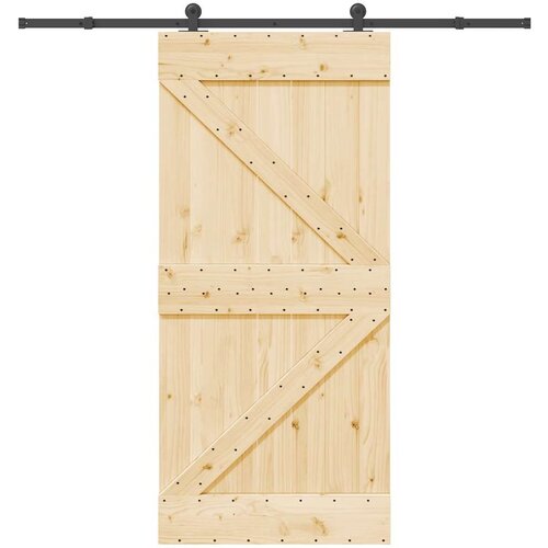 VidaXL Klizna vrata s priborom za montažu 95 x 210 cm masivna borovina Slike
