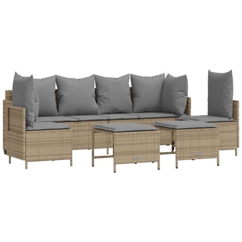  5-dijelni vrtni set sofa s jastucima bež od poliratana Slike