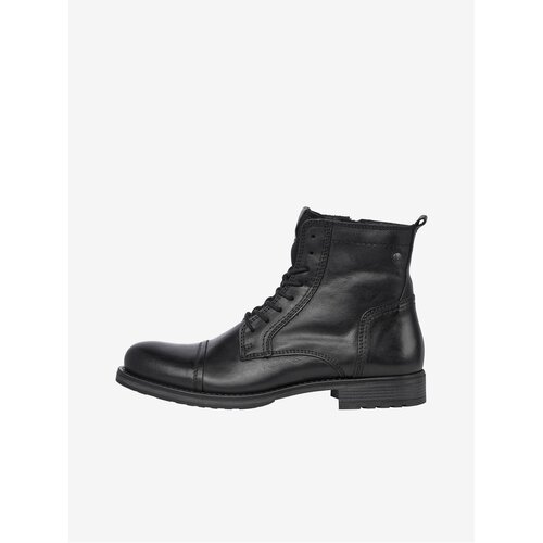 Jack & Jones Black Men's Leather Winter Ankle Boots Russel - Men's Cene