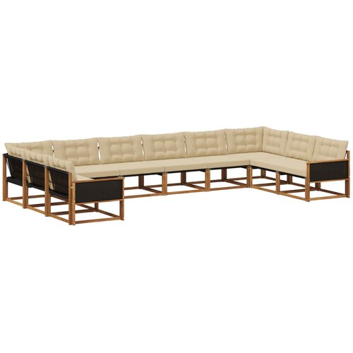 vidaXL Zunanja garnitura za sedenje z blazino 10 pcs Naravna in bež, (5000272776) Cene