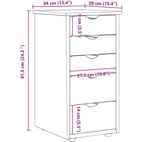  Cabinet Smeđa 34 x 39 x 61,5 cm Čvrsto borovo drvo Slike