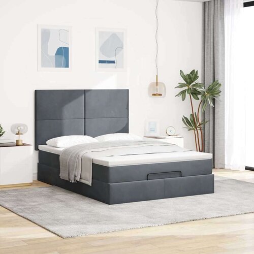 VidaXL Otomanski krevet s madracima tamnosivi 140x190 cm bar&amp;scaron;unasti Slike