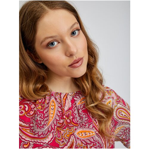 Orsay Red-Pink Ladies Patterned Blouse - Women Cene