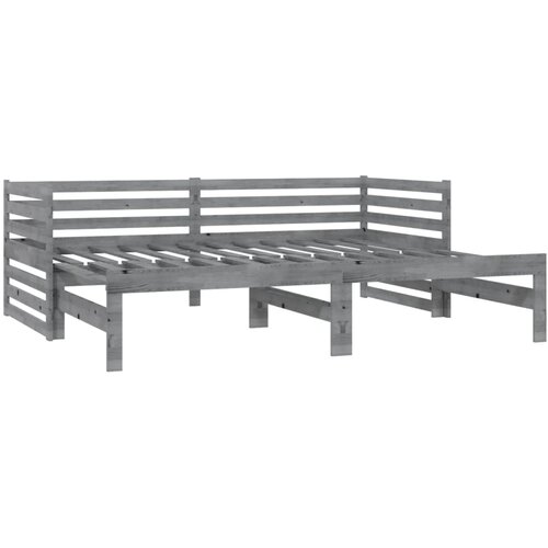  Dnevni ležaj na izvlačenje sivi od borovine 2 x (90 x 200) cm Slike