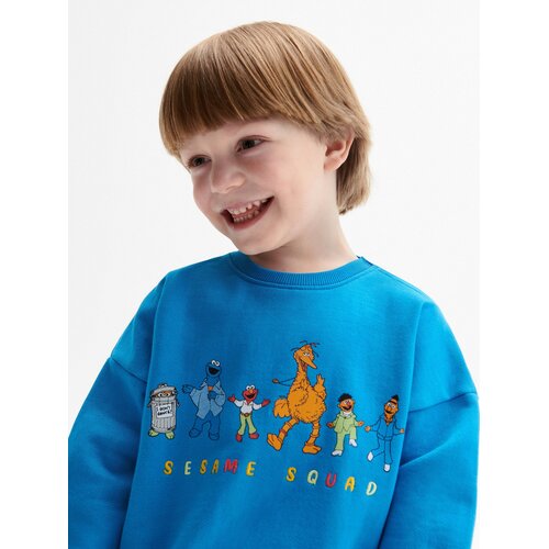 Reserved Oversize pulover Sesame Street - Modra Cene