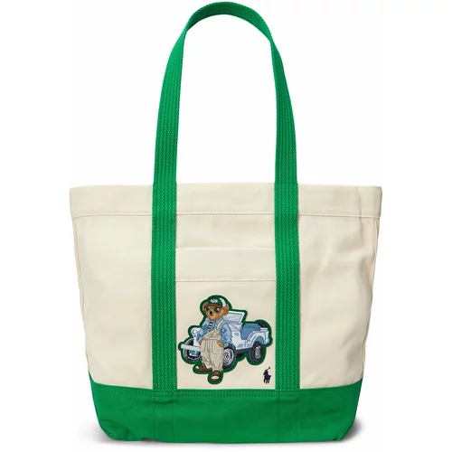 Polo Ralph Lauren Shopper torba sivkasto bež / mornarsko plava / svijetloplava / zelena
