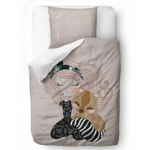 Mr. Little Fox Otroško posteljno perilo iz bombažnega satena Fox Two Princesses, 140 x 200 cm