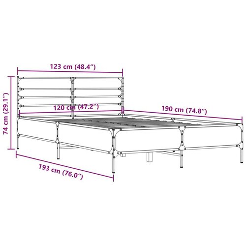  Okvir za krevet crni 120x190 cm konstruirano drvo i metal Slike