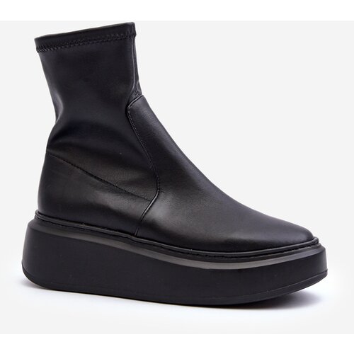 Zazoo 3395 Leather Women&amp;#039;s Boots on Chunky Platform Black Slike