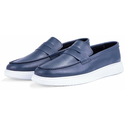 Ducavelli Trim Genuine Leather Men's Casual Shoes Loafers, Lightweight Shoes, Summer Shoes Navy Blue. Slike