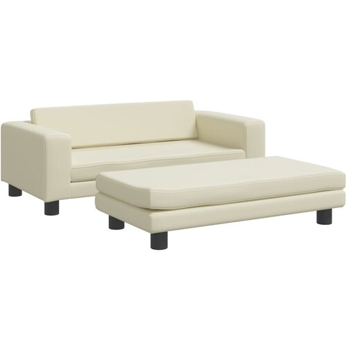 VidaXL Otro&amp;scaron;ki kavč s stolčkom za noge krem 100x50x30 cm umetno usnje, (20988200) Slike