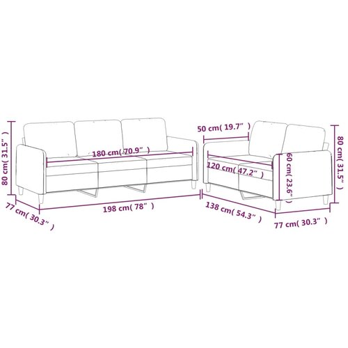  2-dijelni set sofa s jastucima smeđesivi od tkanine Slike