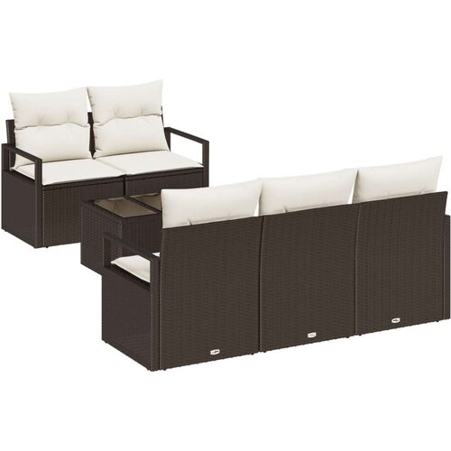  6-dijelni vrtni set sofa s jastučićima Smeđi Poli ratan  2-sjedna vrtna sofa s skladištem i jastučićima Smeđi Poli ratan Cijene