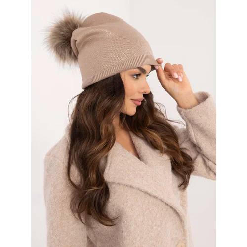 Fashionhunters Dark beige shiny winter hat RUE PARIS