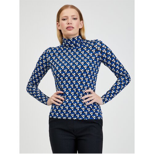 Orsay Blue Ladies Patterned Turtleneck - Women Slike
