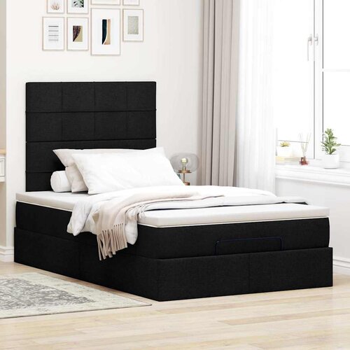  Otomanski okvir kreveta s madracem crni 120x200cm od tkanine Slike