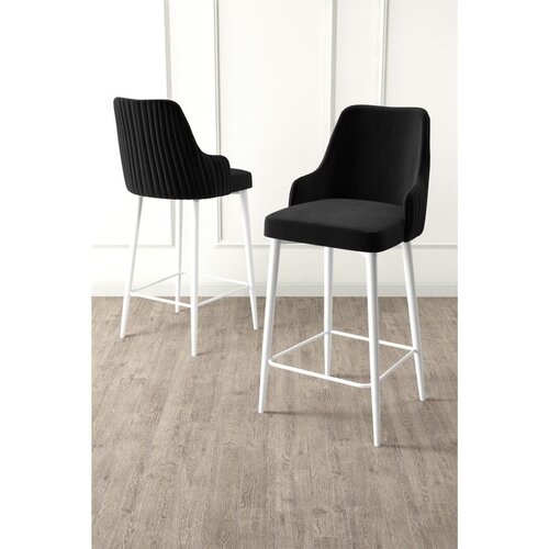 Hanah home set od 4 barskih stolica Tera, crna tkanina Babyface, bele metalne noge Cene