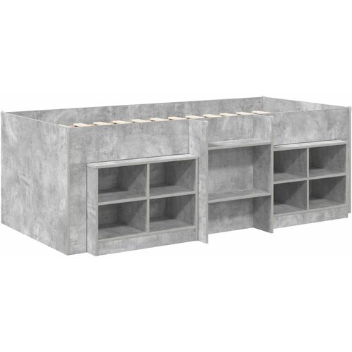  Loft krevet s ormarom 3 kom. Betonska siva Konstruirano drvo 75 x 190 cm Slike