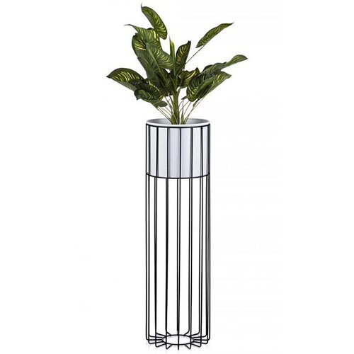 Metalna saksija LOFT 70x20 cm crna/bela Cene