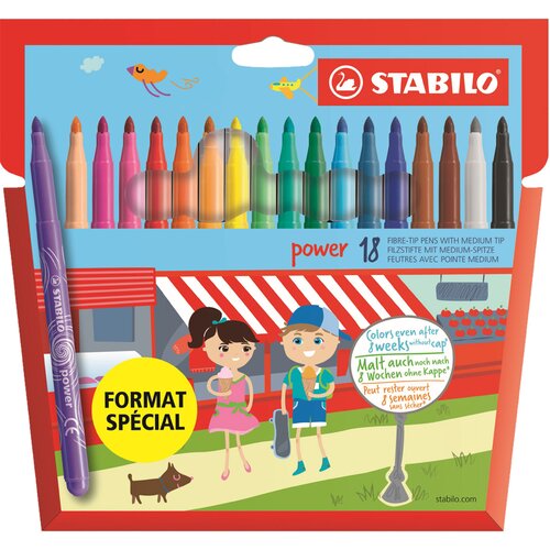 Stabilo pisalo z vlakneno konico power, okroglo, kartonska &scaron;katla 18, (21655641) Cene
