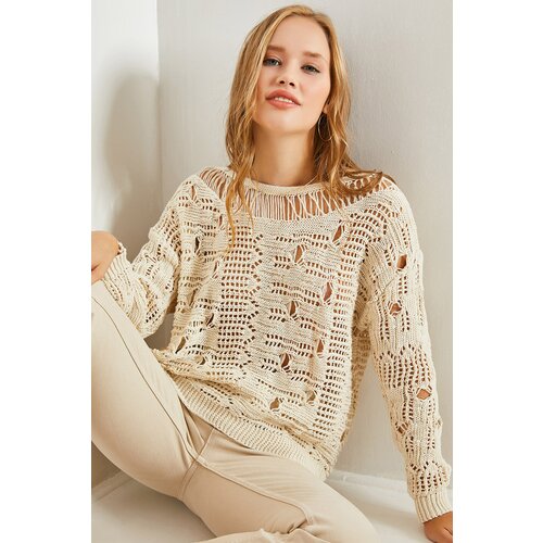 Bianco Lucci Women's Seasonal Openwork Knitwear Sweater Slike