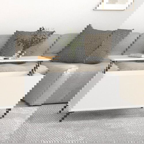 VidaXL Klubska mizica bela 90x44,5x45 cm inženirski les Slike