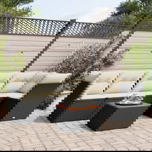 VidaXL 6-dijelni set vrtnih sofa s jastucima crni od poliratana Slike