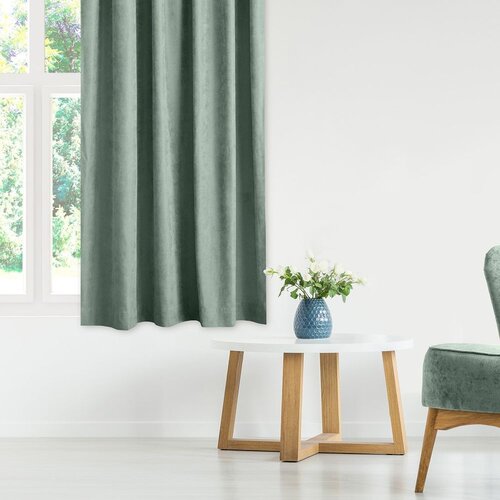  Curtain MILANA color mint style classic silver silver metal eyelets chenille 140x245 HOMEDE Slike