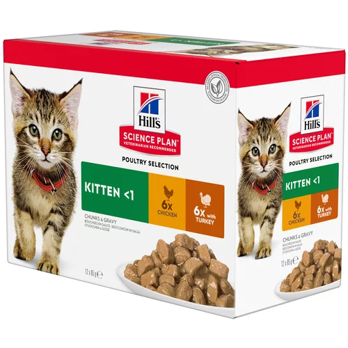 Hill’s 9 + 3 gratis! 12 x 85 g Science Plan hrana za mačke - Kitten izbor peradi