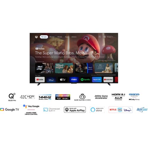 Tcl 98&amp;quot;C655 4K QLED TVGoogle TV QLED pro 144HZMotion clarity pro HDMI 2.1 2.1 ONKYO Slike