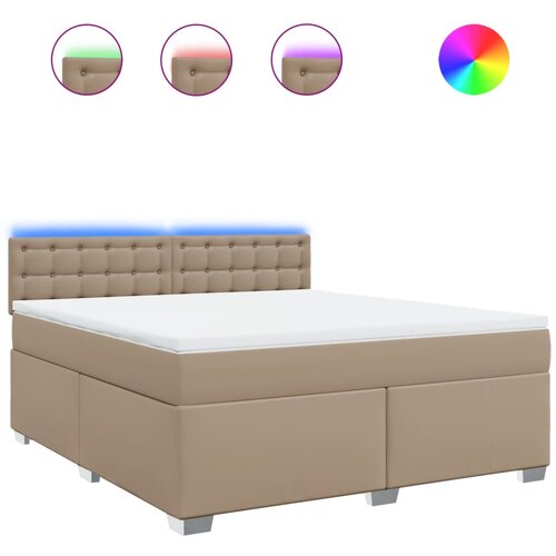 VidaXL Krevet box spring s madracem cappuccino 180x200 cm umjetna koža Slike