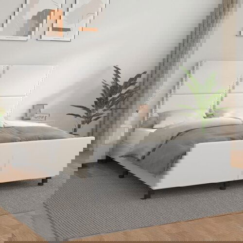  The Living Store Posteljni okvir z vzglavjem bel 140x200 cm umetno usnje - Posteljni Okvir Z Vzglavjem, (21441603) Slike
